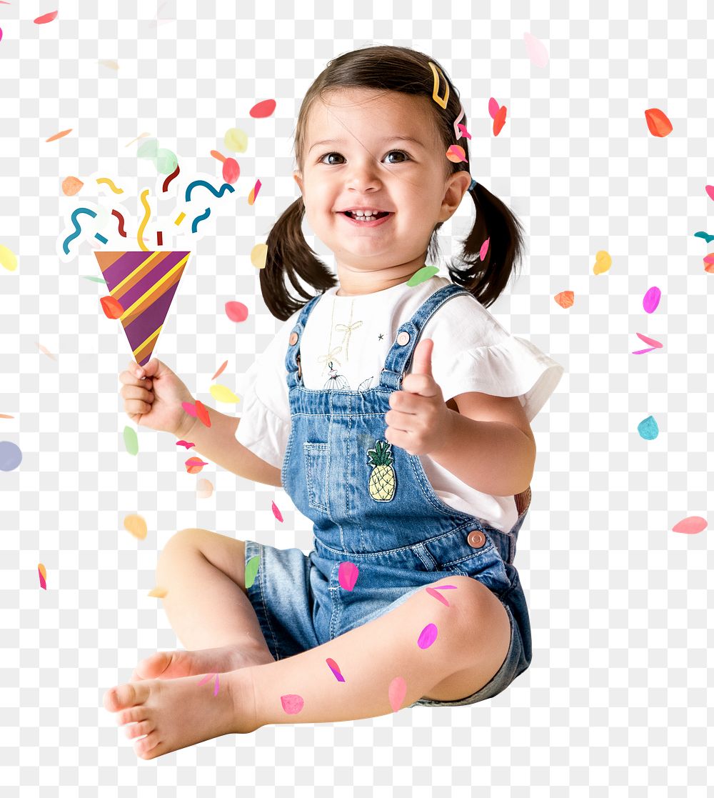 Png Girl with party popper, transparent background