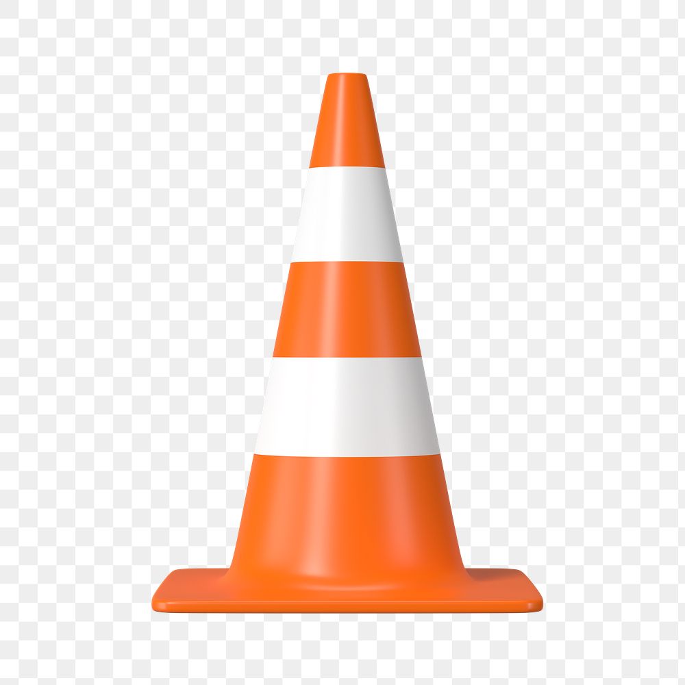 PNG 3D orange traffic cone, element illustration, transparent background