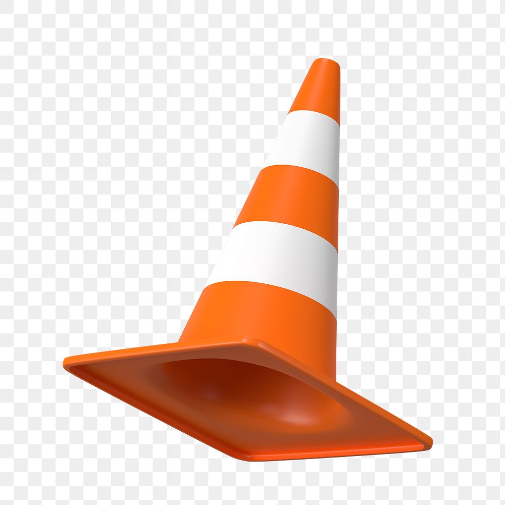 PNG 3D orange traffic cone, element illustration, transparent background