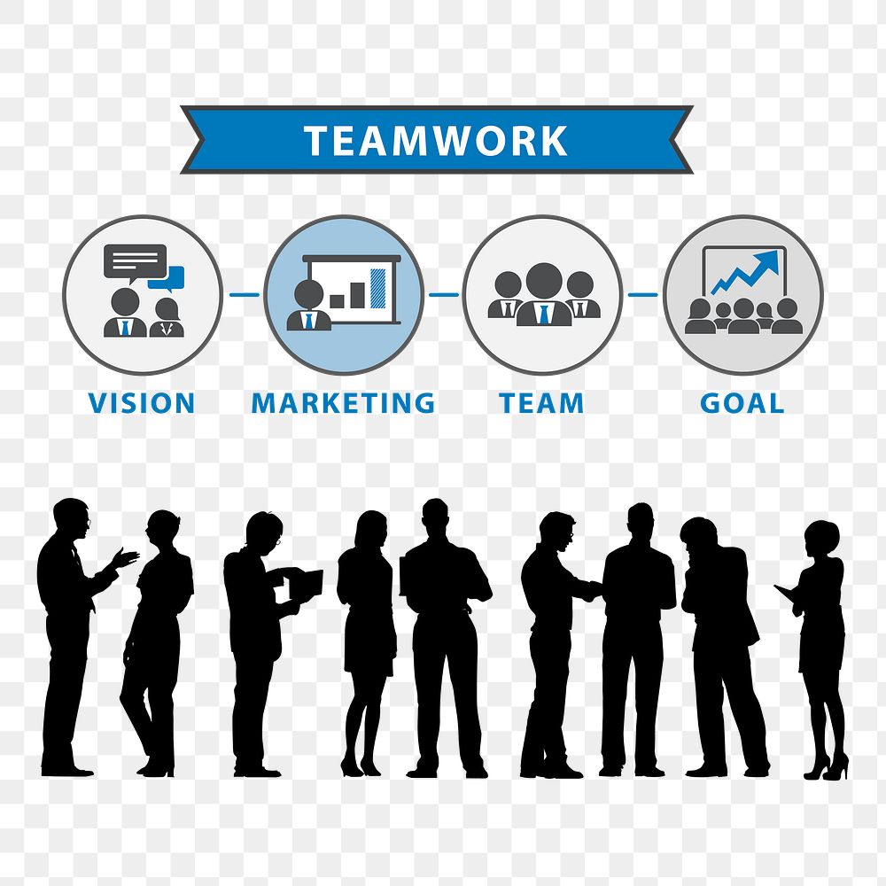 Png teamwork system design element, transparent background