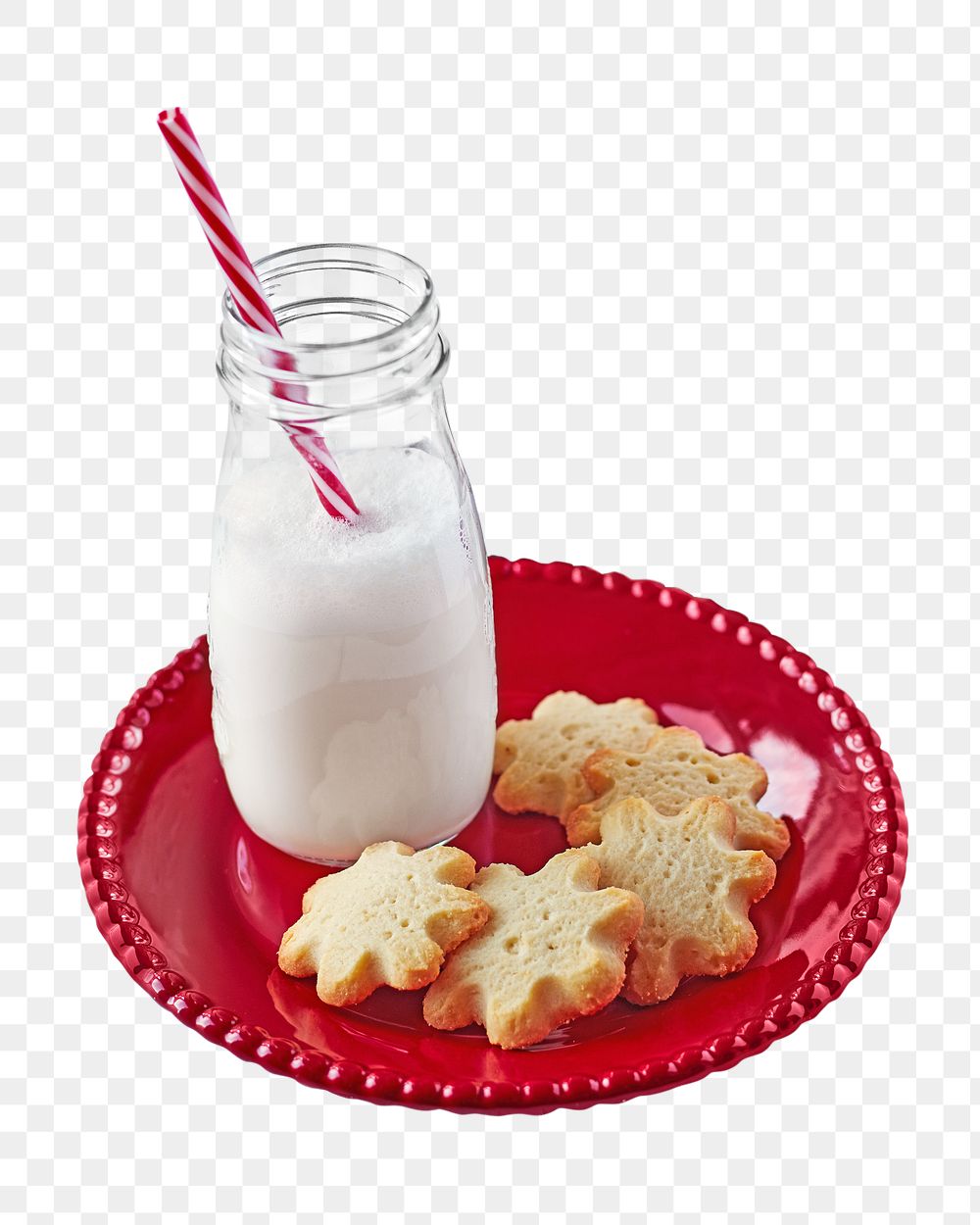 Milk png collage element on transparent background, Christmas theme