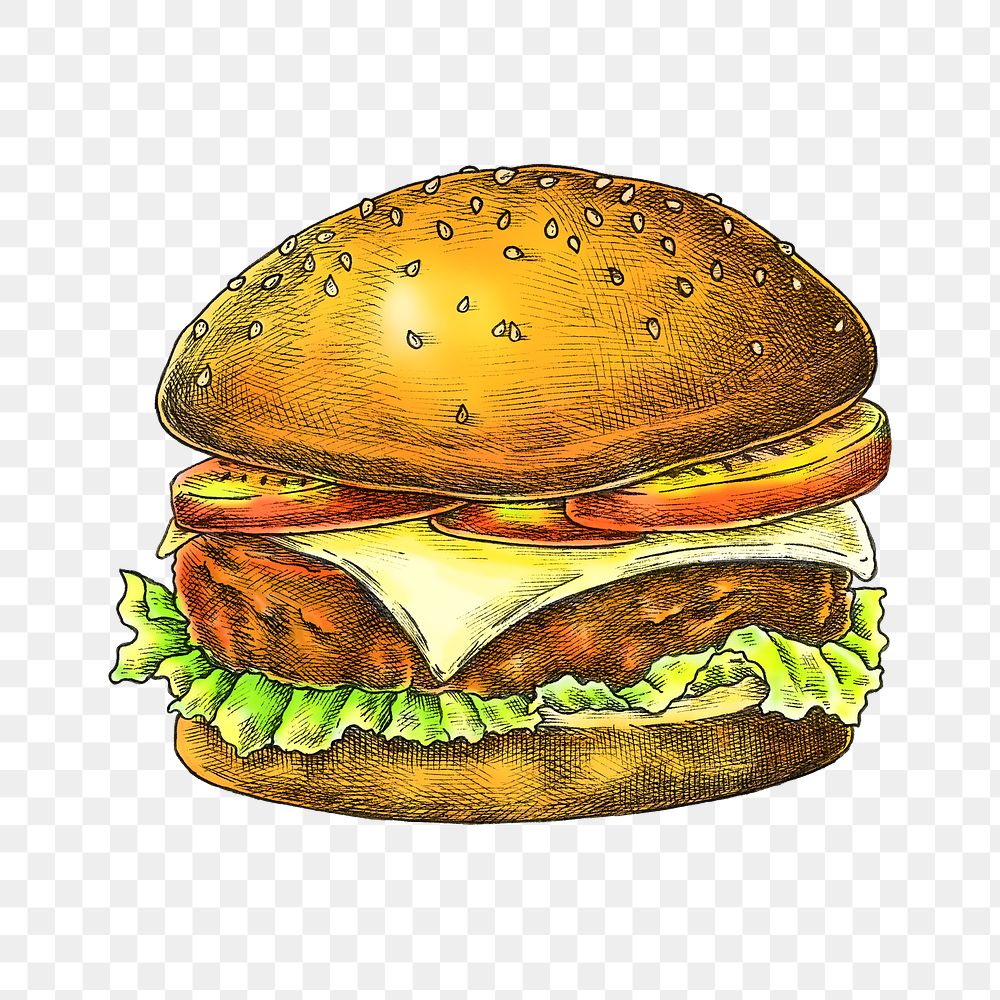 Cheeseburger png illustration, transparent background