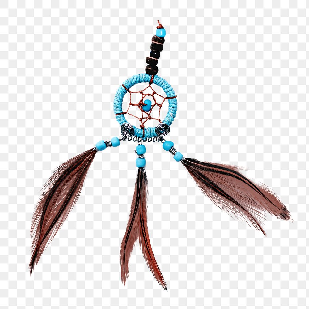 Png feather dreamcatcher, isolated object, transparent background