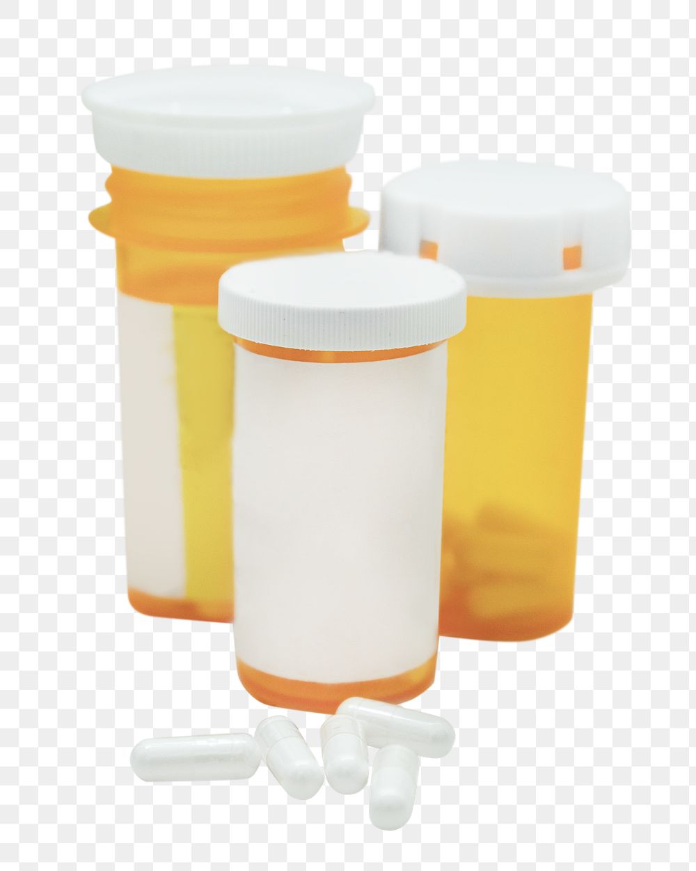 Pill bottle png, isolated object, transparent background