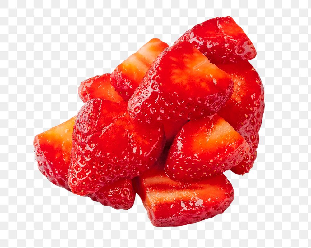 Sliced strawberries png, transparent background