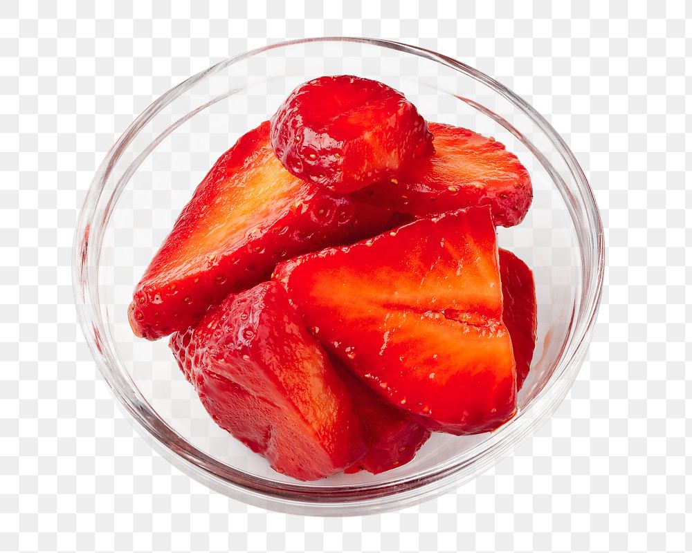 Strawberries bowl png, transparent background