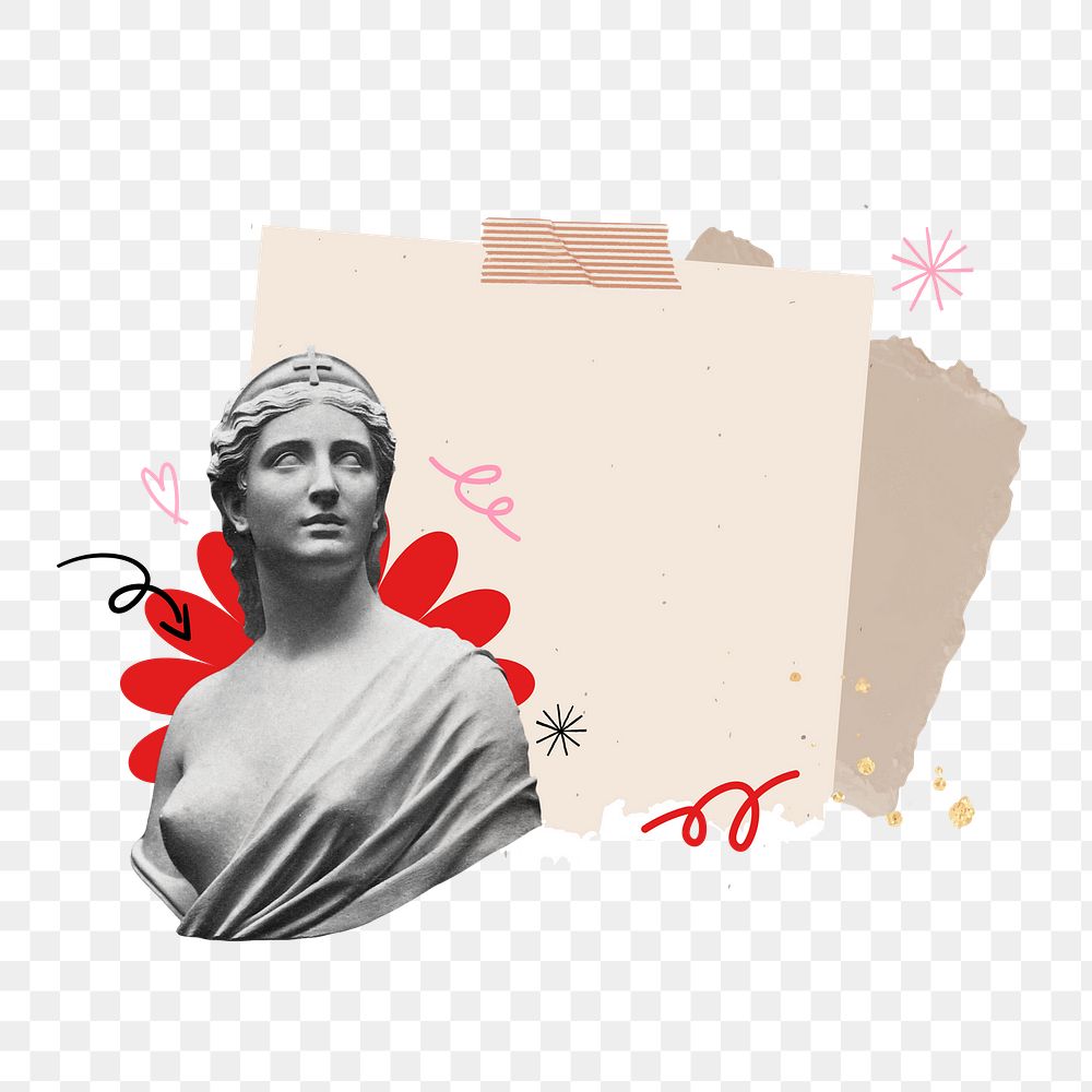 Statue note paper png sticker, transparent background