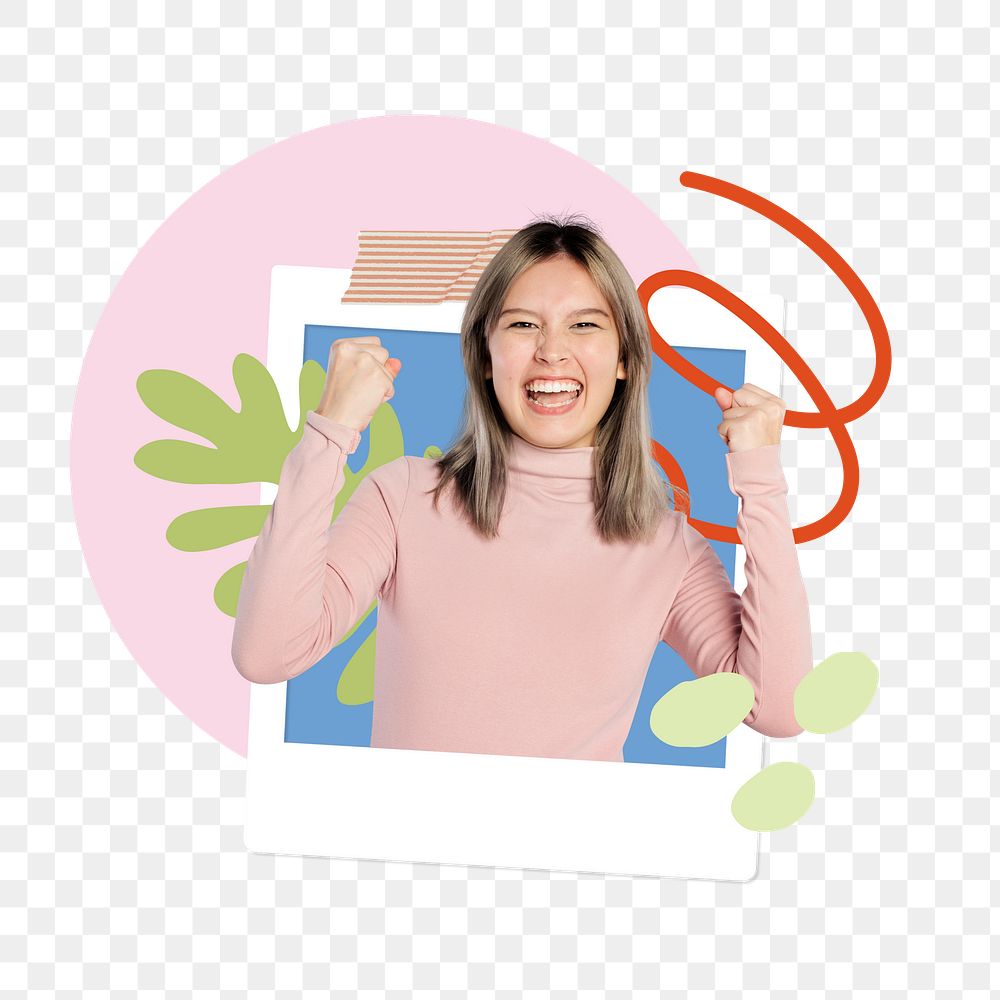 Happy girl png sticker, transparent background