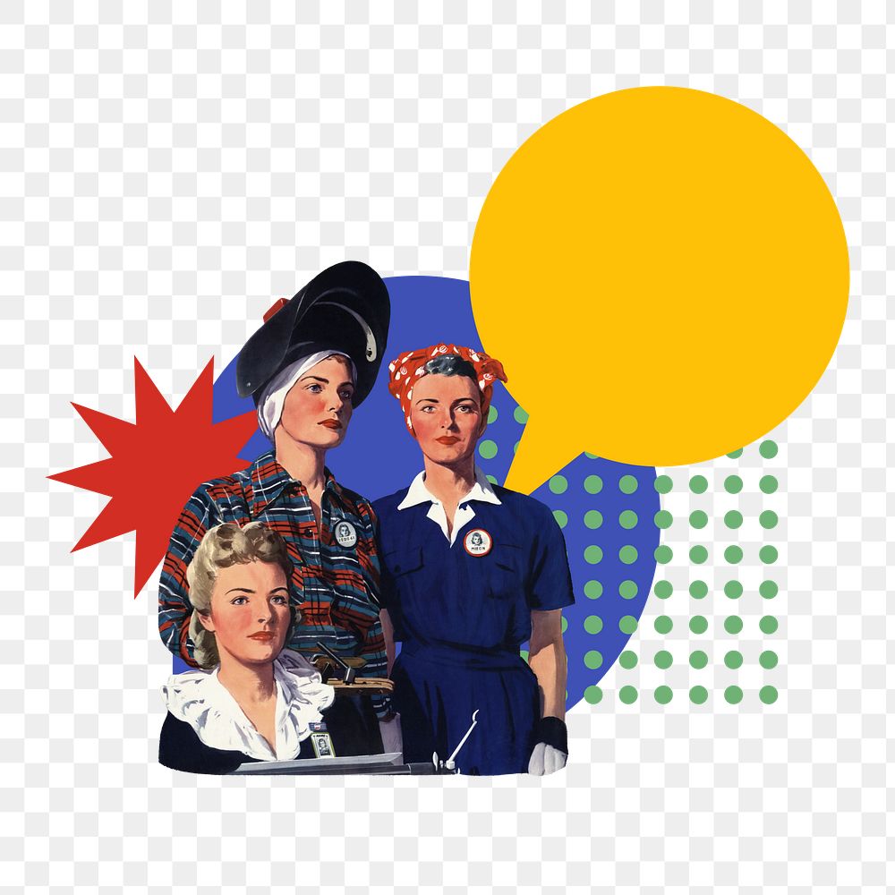 Retro vintage women png sticker, transparent background