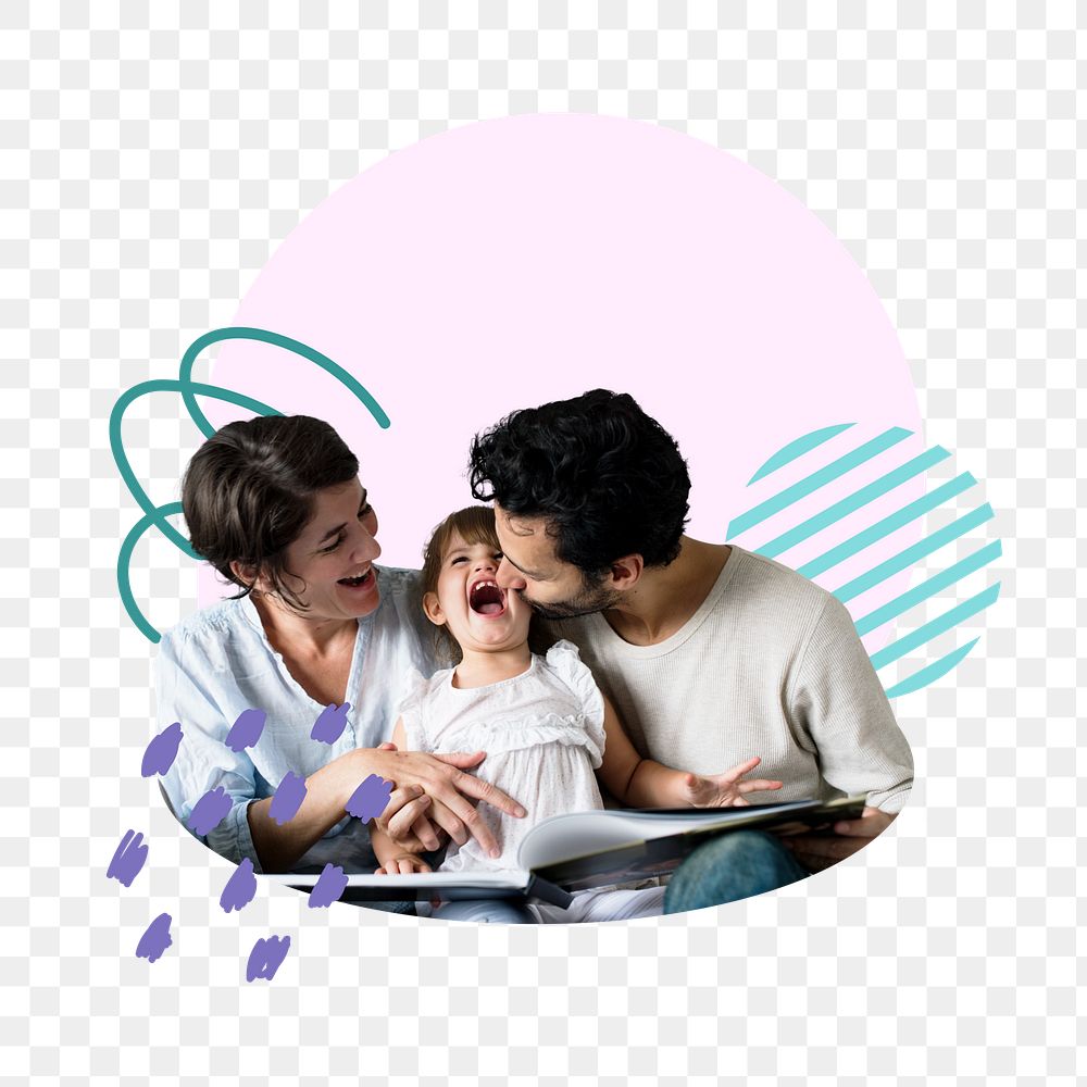 Parents & daughter png sticker, transparent background