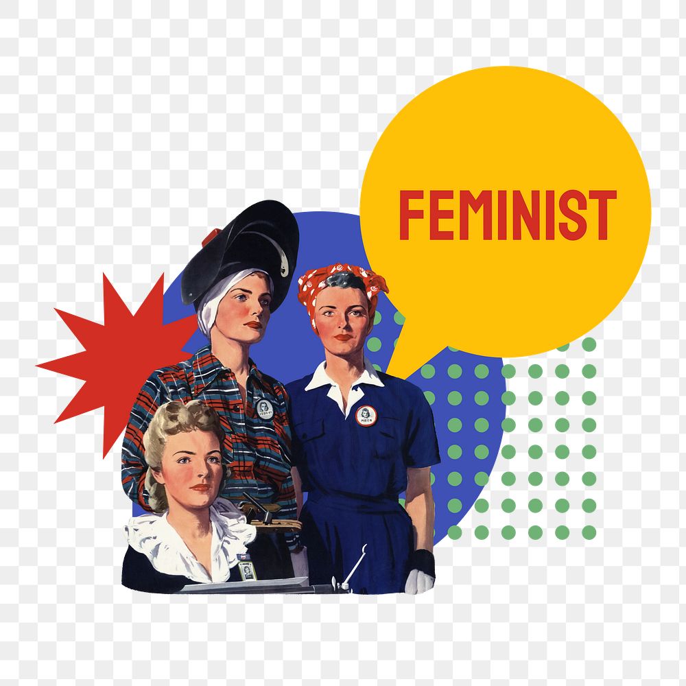 Feminist png word sticker typography, transparent background