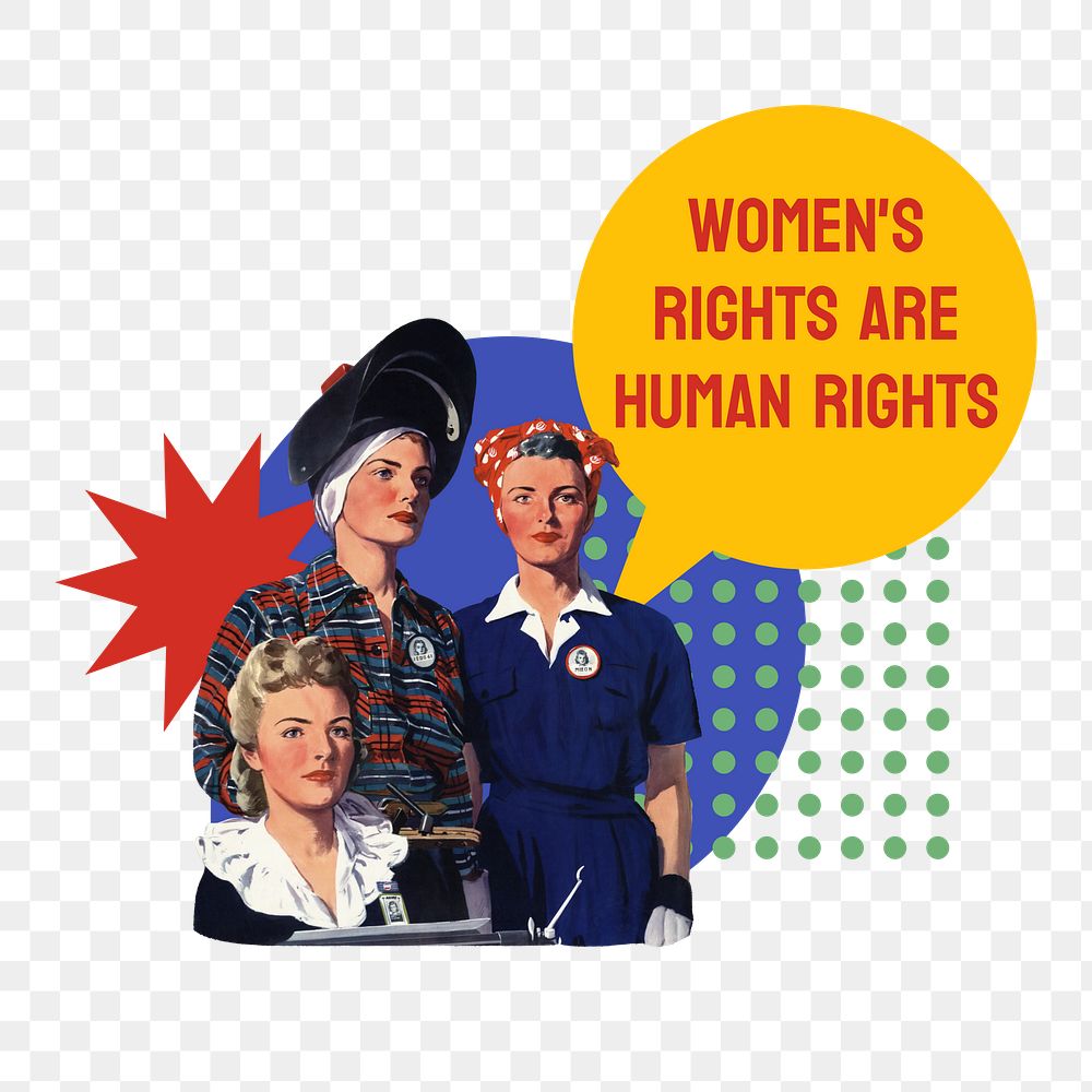 Women's rights quote png sticker, transparent background