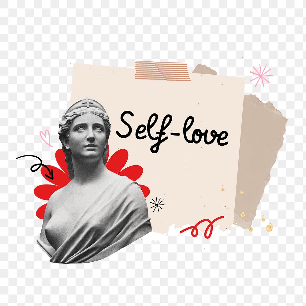 Self-love png word sticker typography, transparent background