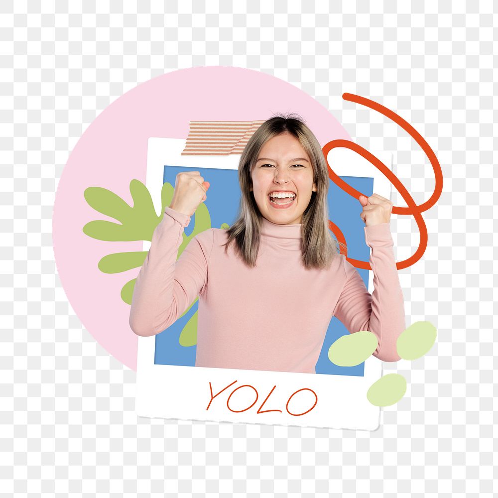 YOLO png word sticker typography, transparent background
