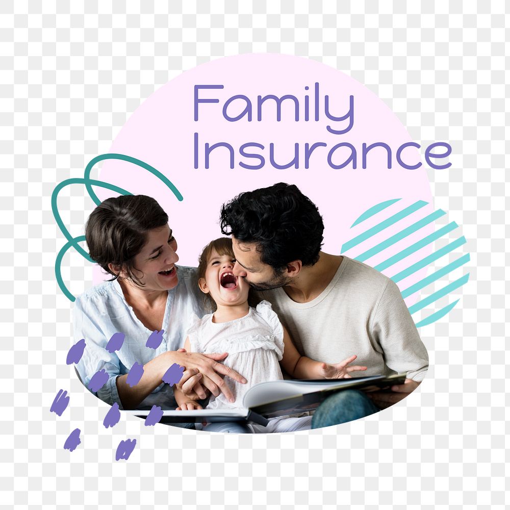 Family insurance png word sticker typography, transparent background