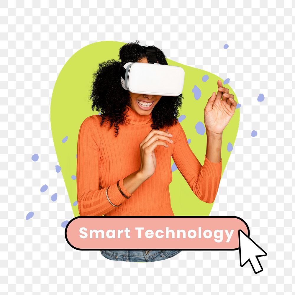 Smart technology png word sticker typography, transparent background