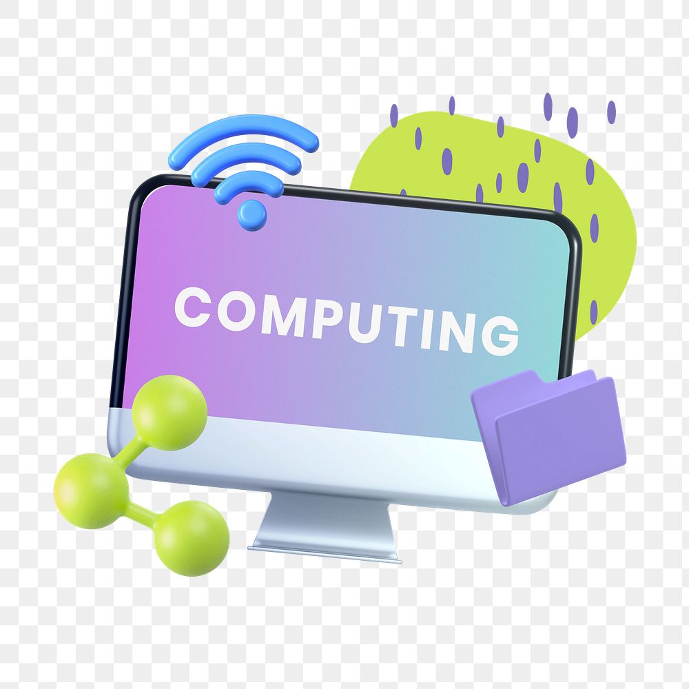 Computing png word sticker typography, transparent background