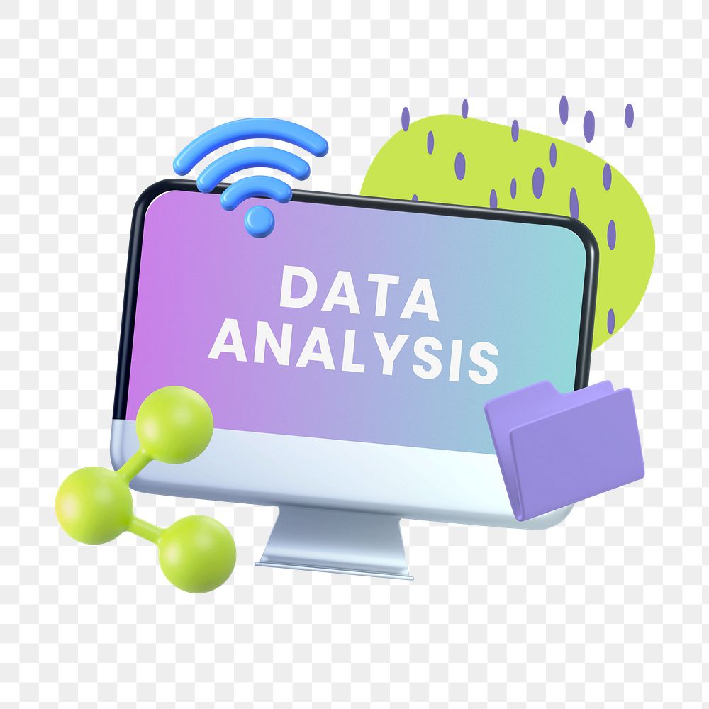 Data analysis png word sticker typography, transparent background
