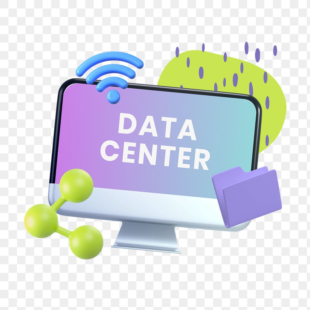 Data center png word sticker typography, transparent background