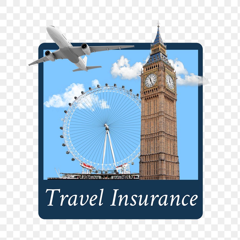 Travel insurance png word sticker typography, transparent background