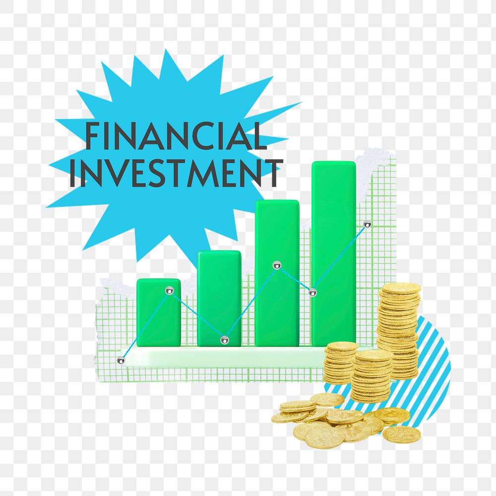Financial investment png word sticker typography, transparent background