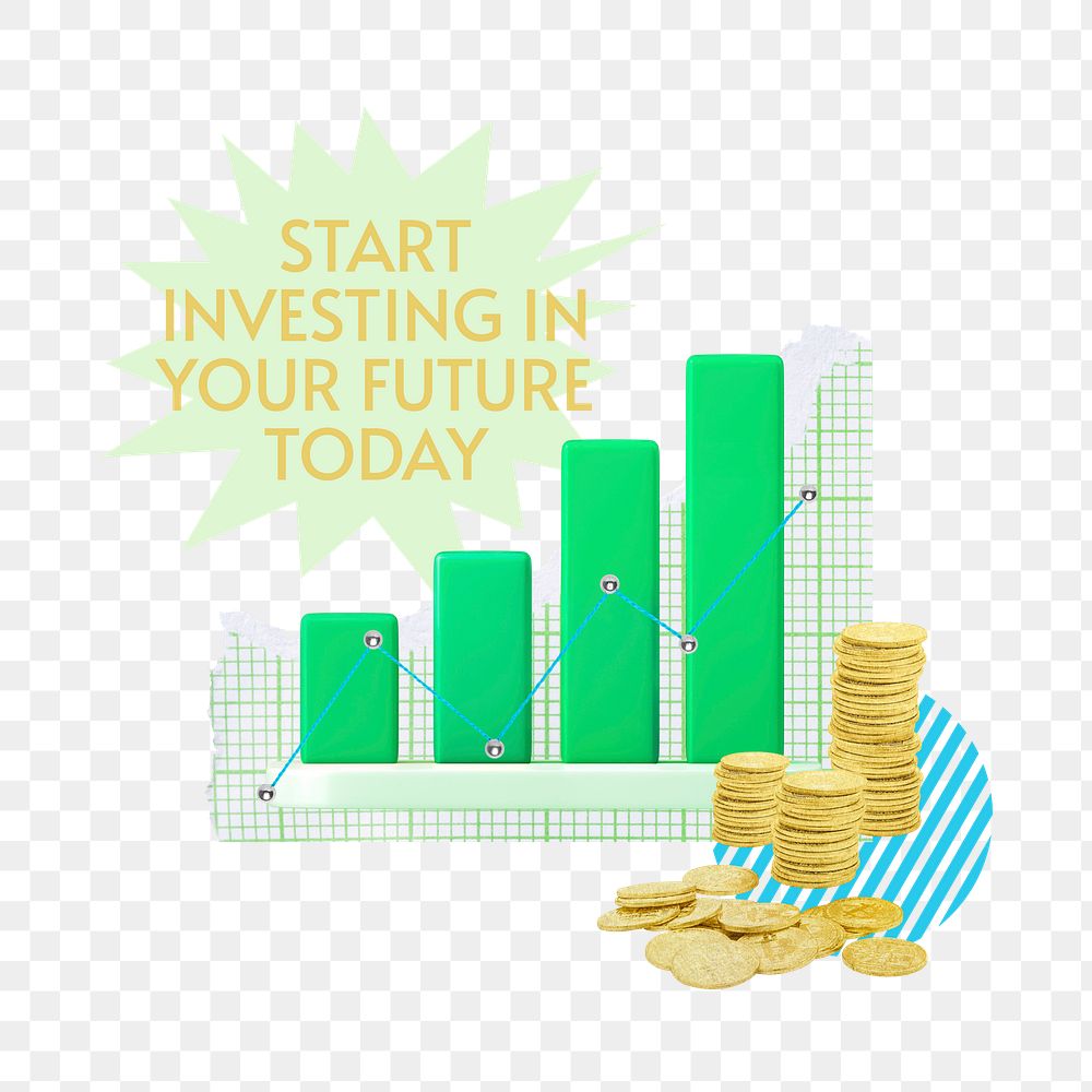 Start investing quote png sticker, transparent background