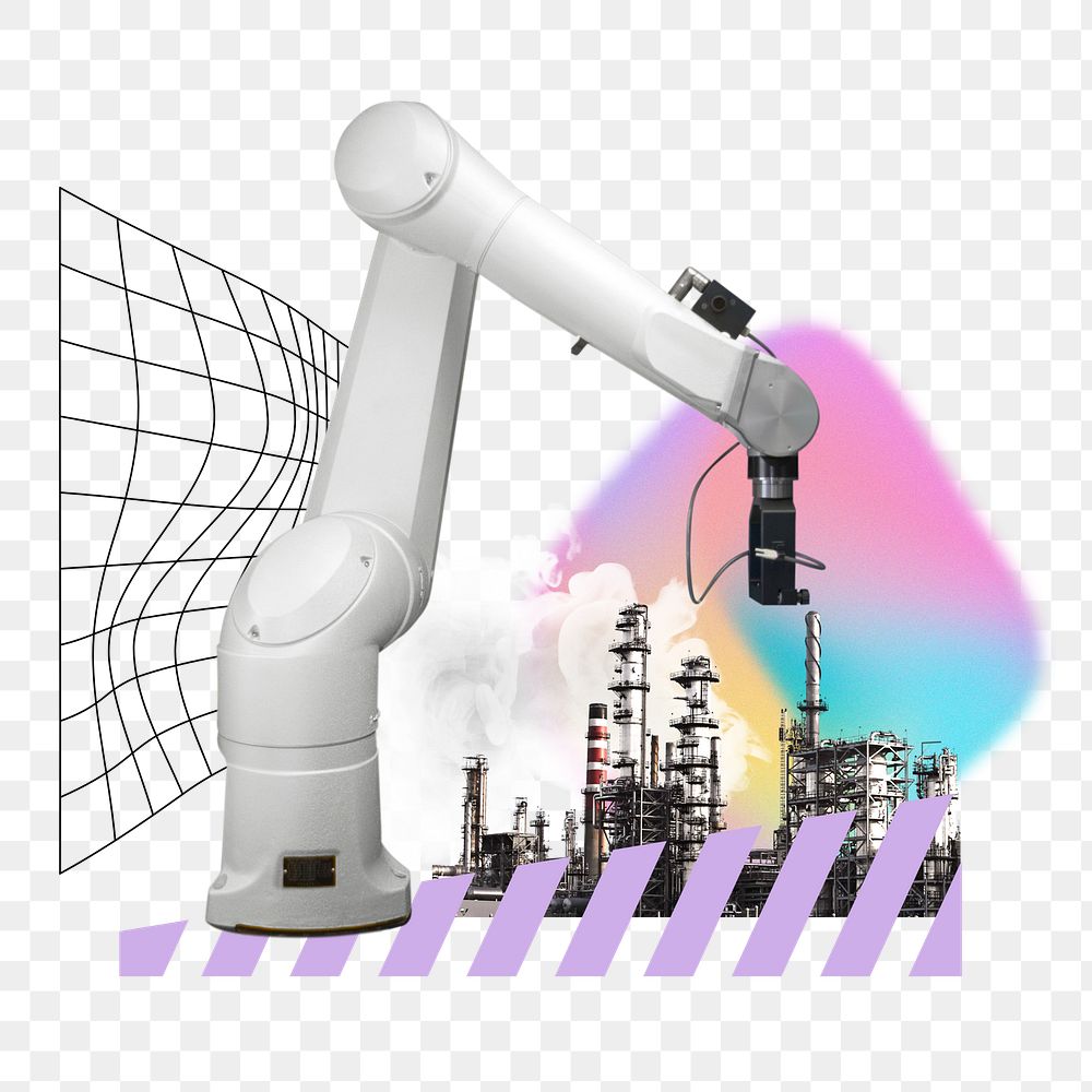 Industrial factory robot png, technology remix, transparent background