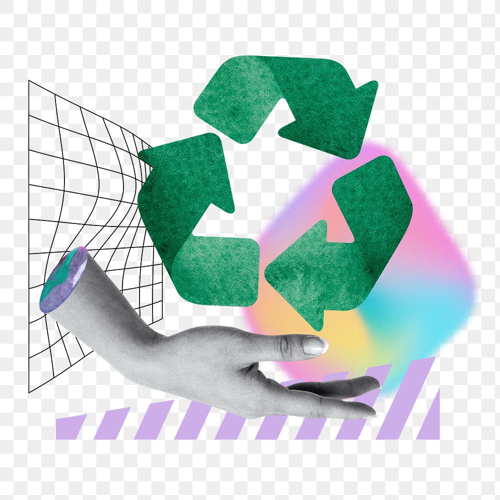 Creative recycling png remix, environment graphics, transparent background
