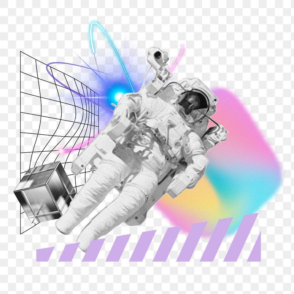 Floating astronaut png, space technology remix, transparent background