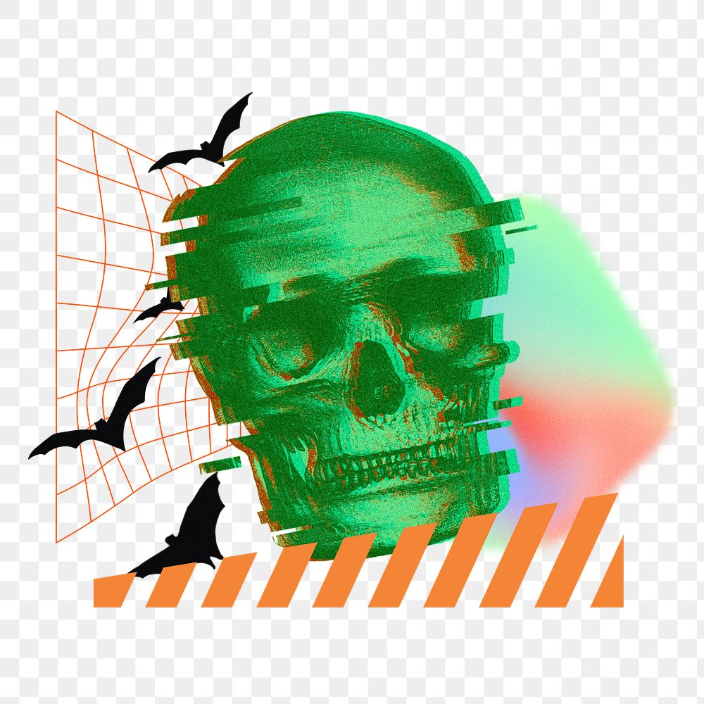 Halloween skull png, creative remix, transparent background