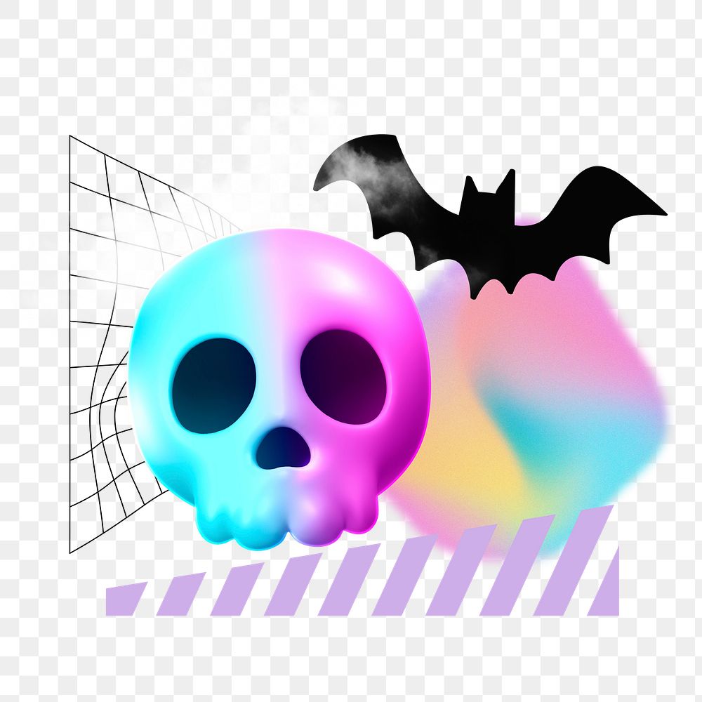 Halloween skull png, creative 3D remix, transparent background