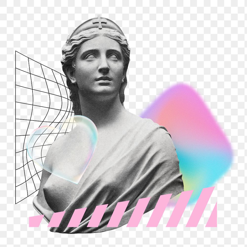 Greek Goddess png statue, self-love remix, transparent background