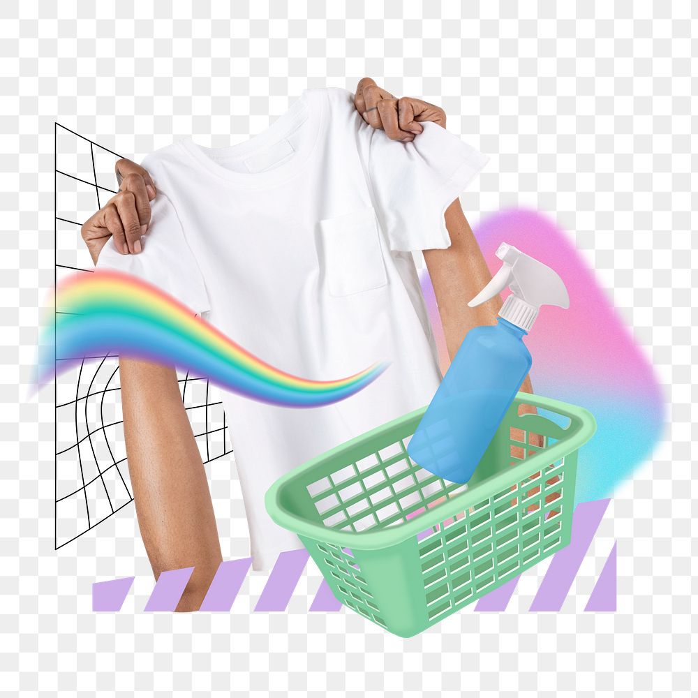 Hands doing laundry png, house chore remix, transparent background