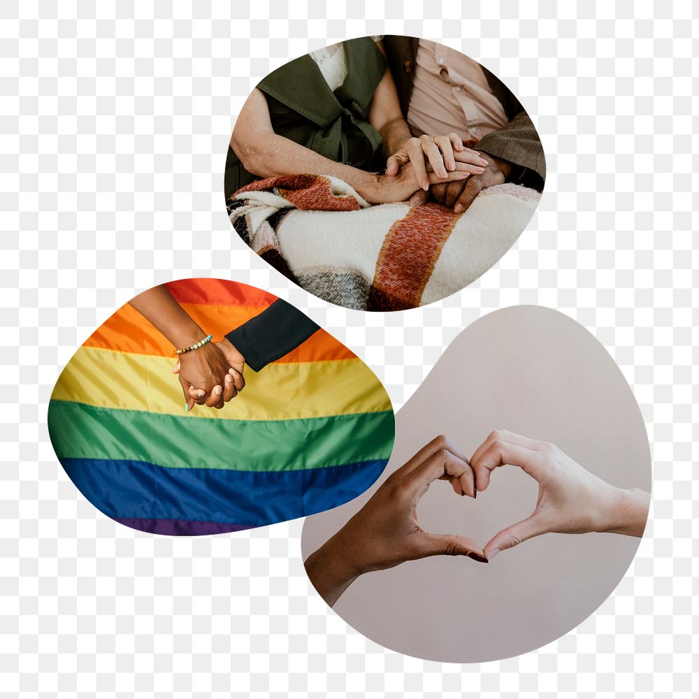 LGBT love png badge elements, transparent background