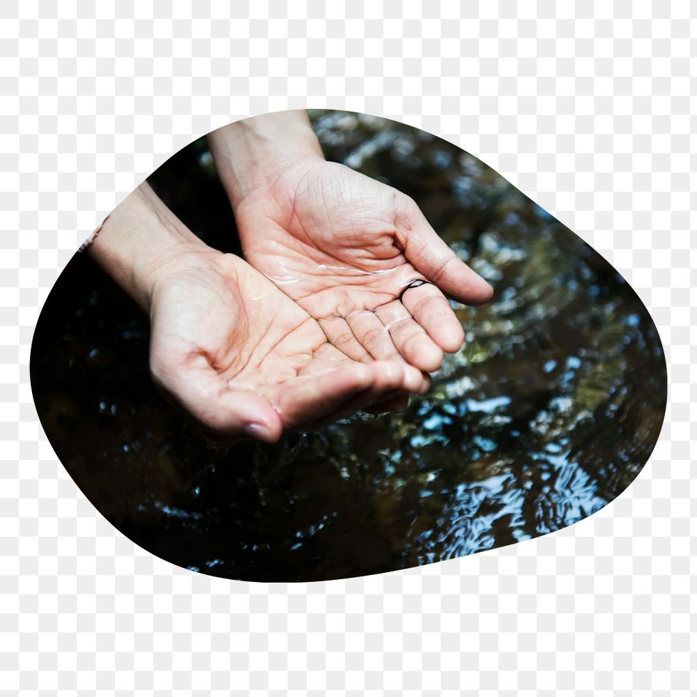 Clean water png badge element, transparent background