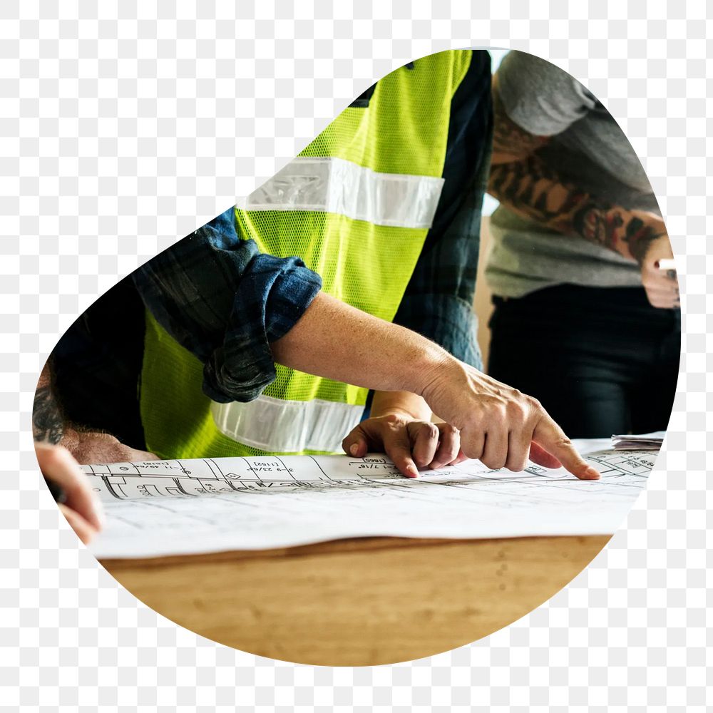 Construction team png badge element, transparent background