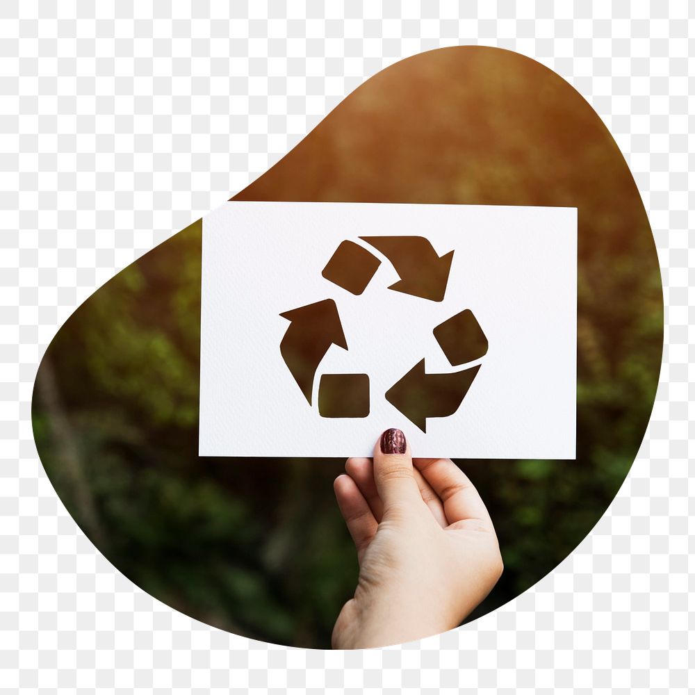 Recycle sign png badge element, transparent background