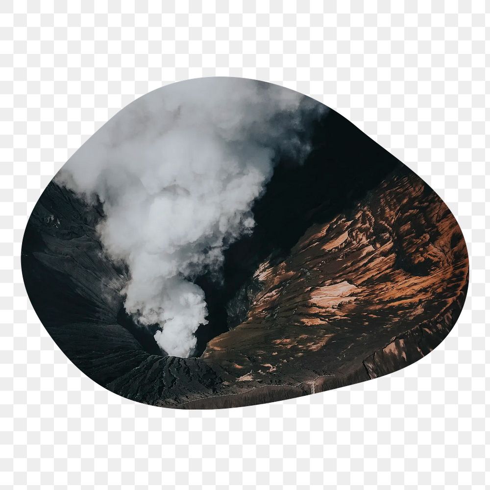 Volcano mountain png badge element, transparent background