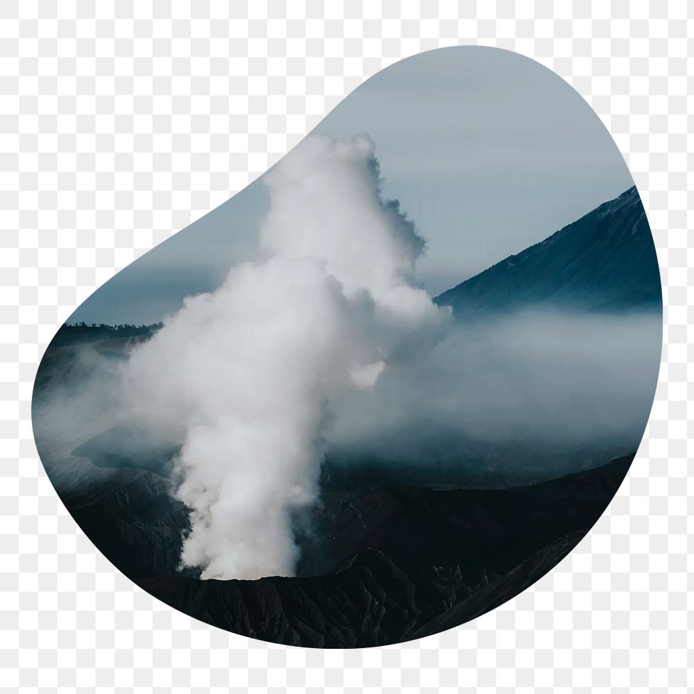 Volcano smoke png badge element, transparent background