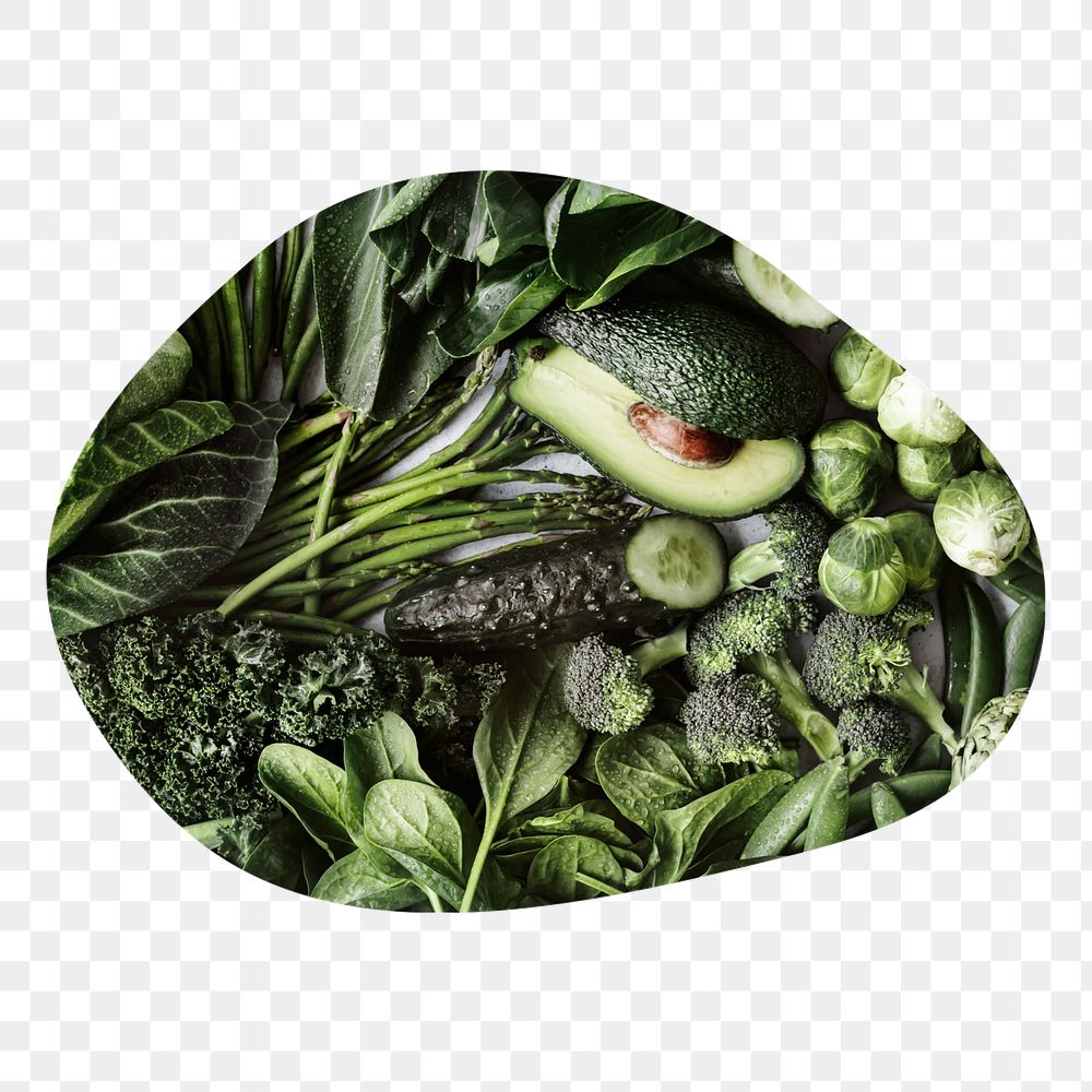Green vegetables png badge element, transparent background