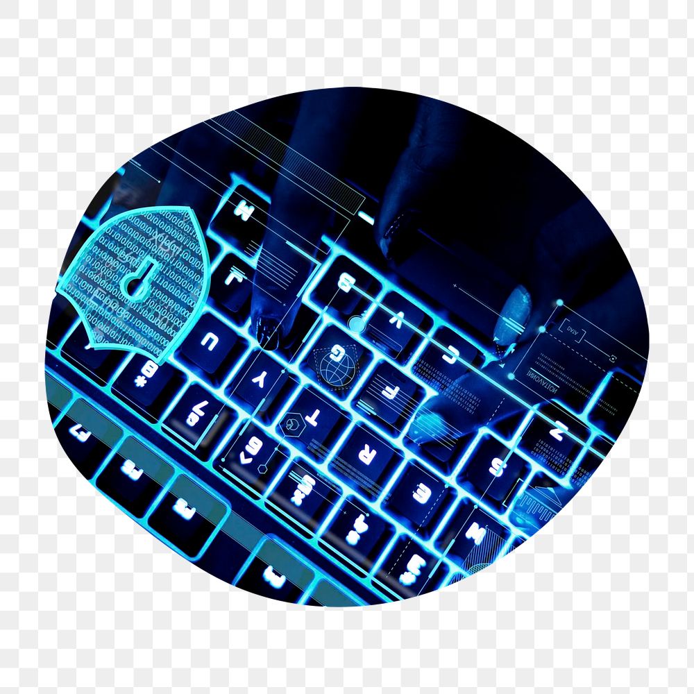 Cyber protection png badge element, transparent background
