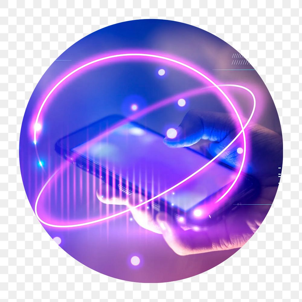 Internet, futuristic png circle badge element, transparent background