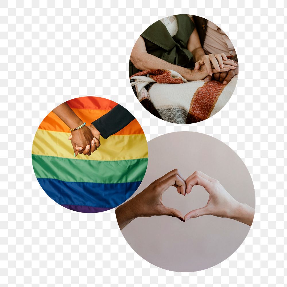 Gay couples png circle badge elements, transparent background