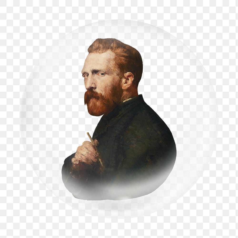 Van Gogh png portrait sticker, John Russell's artwork in bubble transparent background. Remixed by rawpixel.