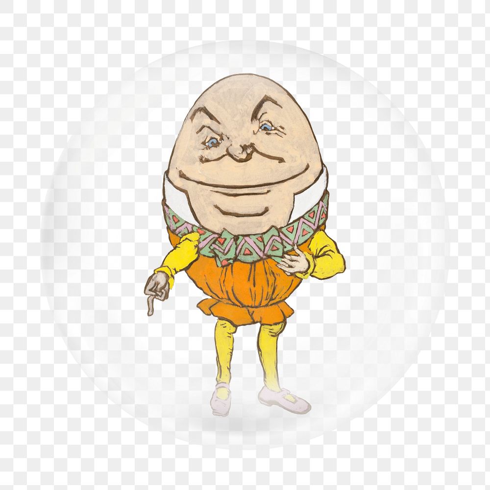 Humpty Dumpty png sticker, Alice&rsquo;s Adventures in Wonderland by Lewis Carroll character in bubble transparent…