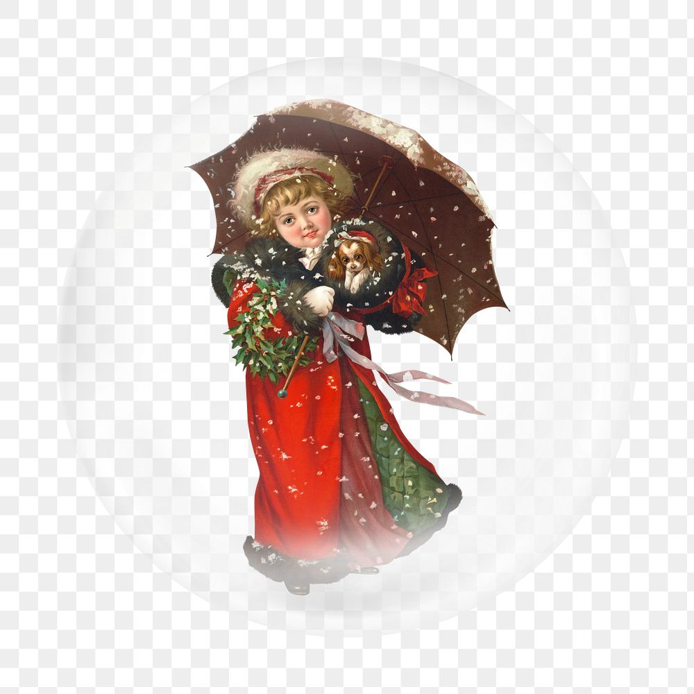 Girl png Christmas wreath sticker,  bubble design transparent background. Remixed by rawpixel.