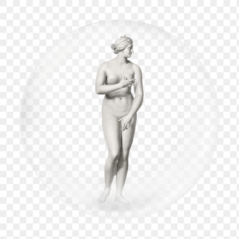 Greek statue png sticker, bubble design transparent background. Remixed by rawpixel.
