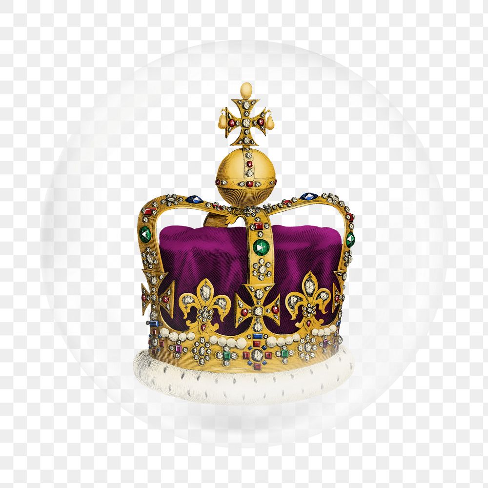 Royal crown png sticker,  bubble design transparent background. Remixed by rawpixel.