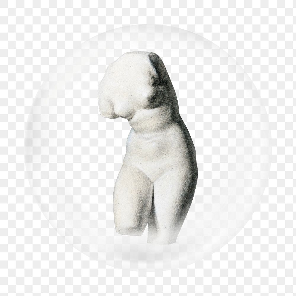 Png female torso sculpture sticker, bubble design transparent background. Remixed by rawpixel.