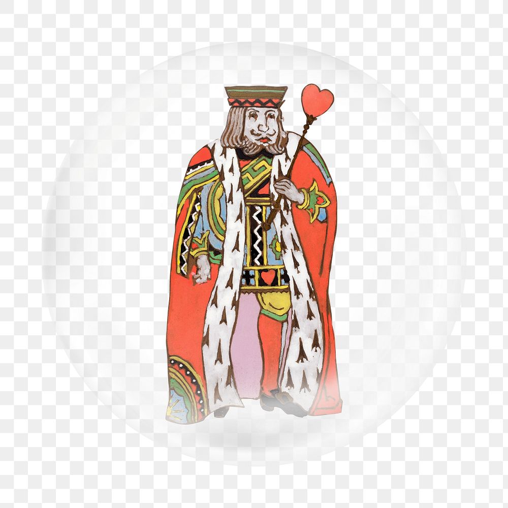 King of Hearts png sticker, Lewis Carroll&rsquo;s Alice&rsquo;s Adventures in Wonderland character in bubble transparent…
